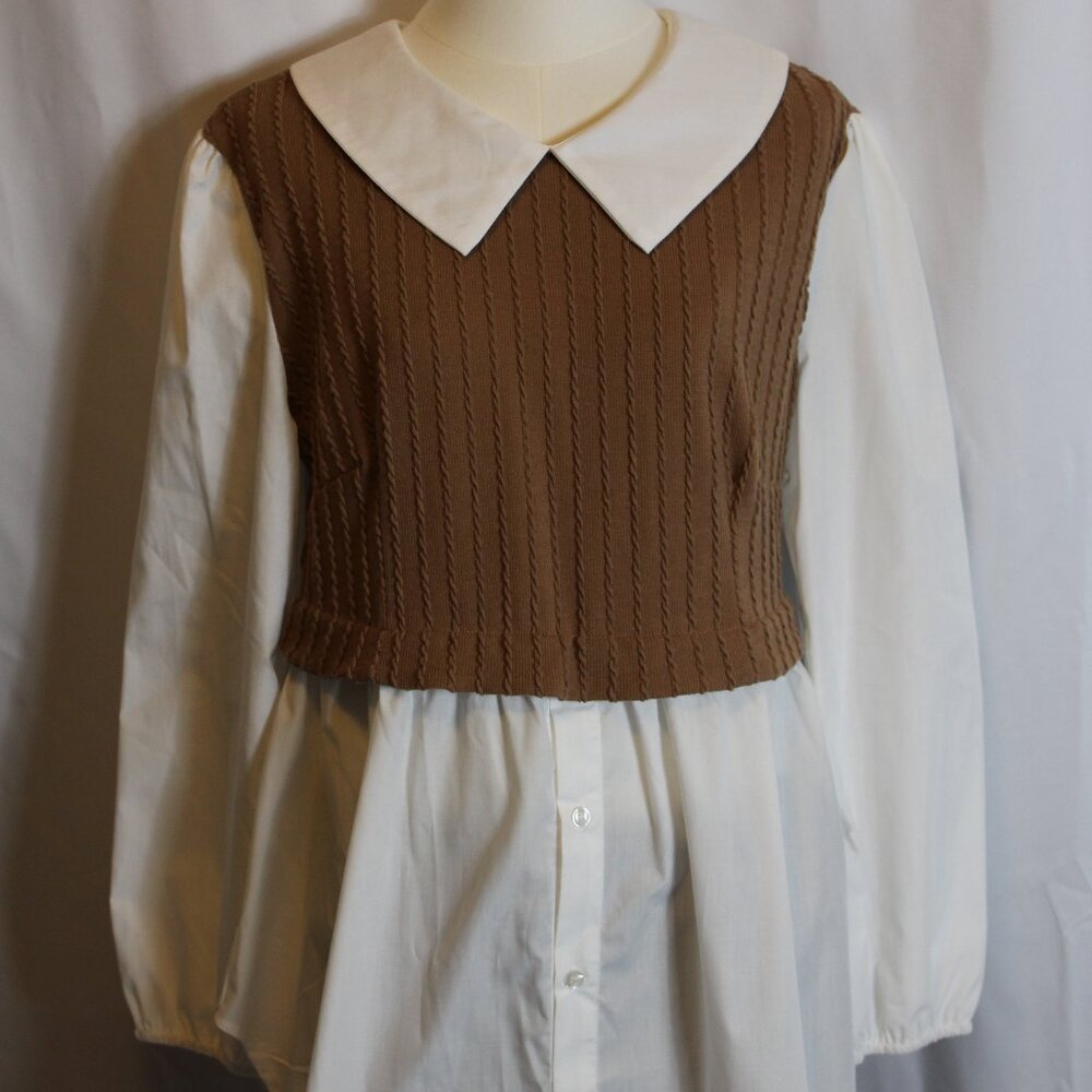 Papaya Brand Peter Pan Collar Blouse Women's Large